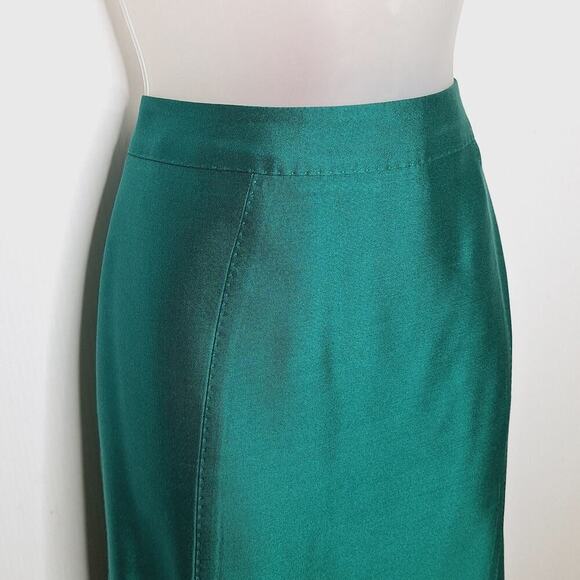Vintage Albert Nipon Skirt Suit Wool Silk 8 Emerald Green Jackie O Classic 60s - Picture 13 of 16